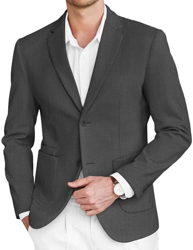COOFANDY Mens Sports Jackets Business Two Button Coats Suit Jackets Regular Fit Stylish Blazers Heathered Dark Grey