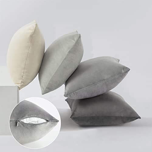 Topfinel Grey Cushion Covers 45cm x 45cm for Livingroom Large Fluffy Cushions Sofa Scatter Decorative Velvet Pillow Cover 18 x 18 inch Set of 4 for Bedroom - Image 2