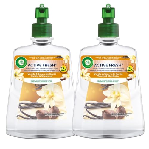 Air Wick - Juego de 2 recambios para spray automático sin gas de vainilla y manteca de karité