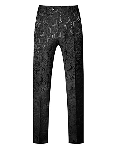 Wemaliyzd Men's Slim Fit Flat Front Patterned Suit Pants Expandable Waist