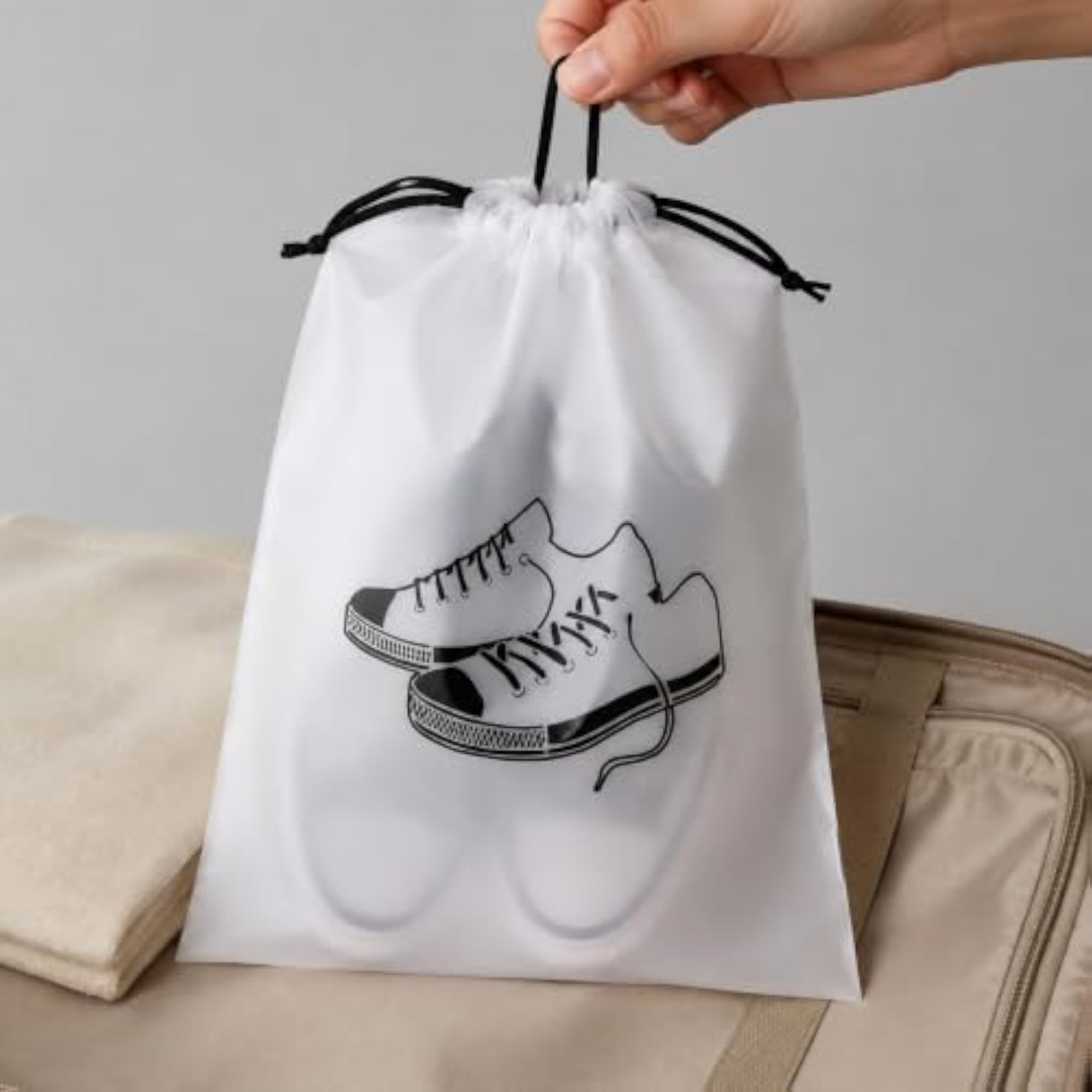 Frosted Waterproof Drawstring Shoe Bags for Travel