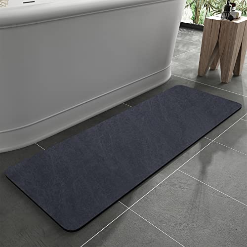 MontVoo -Bath Mat Rug-Rubber Backing Non Slip Quick Dry Absorbent Thin Bathroom Rugs Fit Under Door-Faux Suede Surface Bathroom Floor Mats-Shower Rug for in Front of Bathtub Shower Navy 24"x