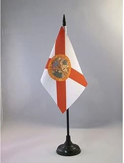 Florida Table Flag 4'' x 6'' - US state of Floride Desk Flag 15 x 10 cm - Black plastic stick and base - AZ FLAG