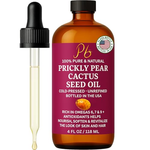 Pomberries Prickly Pear Seed Oil | 100% Pure, Cold-Pressed & Unrefined, Prickly Pear Oil for Face, Skin & Hair, Helps Improve the Look of Fine Lines & Wrinkles | 4 fl oz Glass Bottle