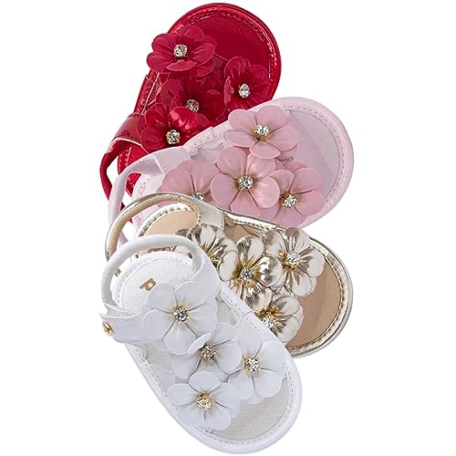 Sandália Menina Bebê Sapato Leve E Macio Moda Batizado 01.19 (G, Branco)