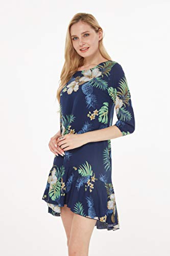 Image of Matchable Family Hawaiian Luau Men Women Girl Boy Clothes in Pineapple Garden Navy