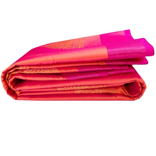 Kanchipuram Silk Saree Original Luxurious Orange with Golden Zari...