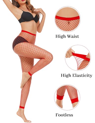Image of Avidlove Fishnet Stockings for Women Footless High Waist Fishnets Tight | Thigh High Stockings, Open Toe, High Stretch, Comfortable, Gothic Costume, Rave Outfits, for Cosplay, Halloween