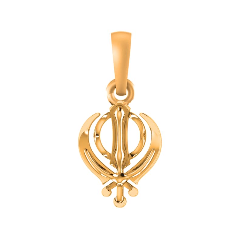 Pendentif Khanda Sikh argent plaqué or 22 carats pb7193_gold-1 avec pierre précieuse