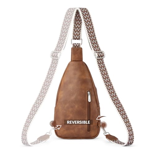 Image of BOSTANTEN Sling Bag for Women Leather Crossbody Bag Vintage Cross Body Purse for Travel with Guitar Strap, Bohemian Style