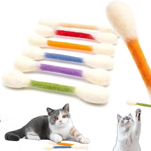 Cotton Swabs Cat Toys with Catnip Giant Cat Qtip Toy Chew Sticks Durable Q Tip Cat Toy Teething Ropes for Boredom Exercise Big Interactive Felt Kitty Kicker Toy