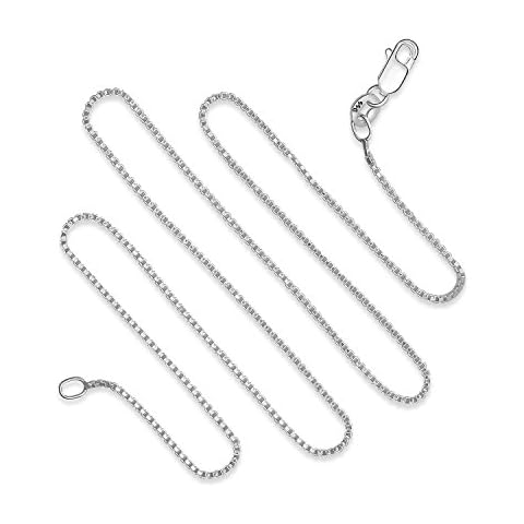 925 Sterling Silver 1MM Box Chain Lobster Claw Clasp 22 inch Cover