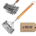 BBQ-AID Grill Brush for Outdoor Grill Bristle Free - 18" BBQ Brush for Grill Cleaning Kit - Safe BBQ Grill Cleaner Brush and Scraper - Stainless Grill Cleaning Brush for Any Grill, Grill Accessories