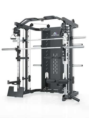 ATLETICA SWAT Multipresse | Performance Version | All-in-one-Kraftstation 226 cm Höhe | Power Rack, Smith Machine & Dualer Kabelzug mit 2 x 75 kg Gewichtsblock