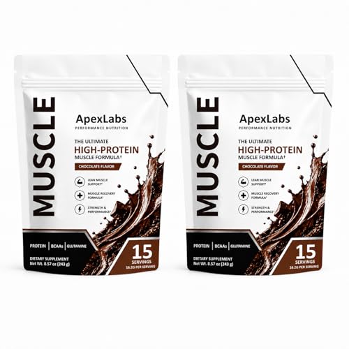 Apex Labs Protein Powder for Men Workout Supplement Post-Exercise Recovery Chocolate Vegan Gluten-Free 15 Servings