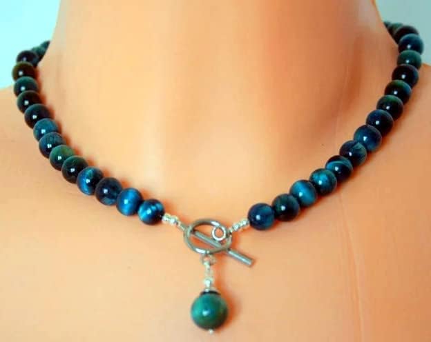 Zenkeeper 108 Pcs Tiger Eye Beads for Jewelry Making 8 MM Lake Blue Tiger’s Eye Gemstones Loose Stone Beads for Bracelet Making - Image 4