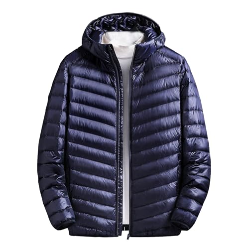 Men's Puffer Jacket Lightweight Hooded Down Jacket Packable Quilted Jacket Plus Size Winter Coat Warm Insulated Jacket
