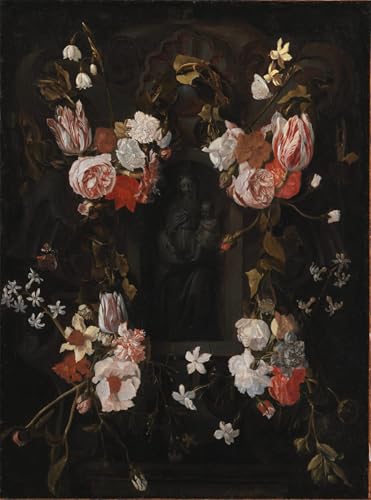 Cuadro pared lienzo de Virgen María y Cristo Jesús, pintura decorativa flamenca 60x90cm