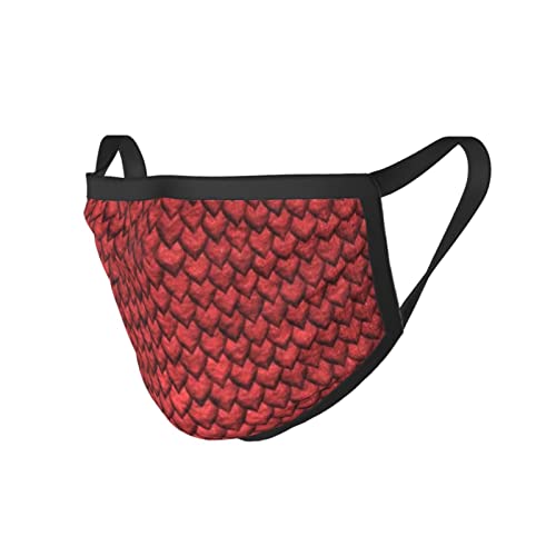 3 Pack Christmas Face 3D-Red-Dragon-Scale-Skin Mask,Adjustable Windproof Bandana,Reusable Mouth Cover,Unisex Adult Scarf Black #TOP5