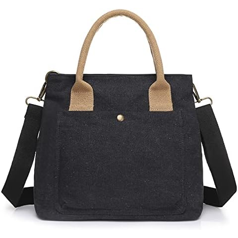 UERRUAM Small Canvas Tote Bag for Women Aesthetic Crossbody Bag Everyday Bag with Pockets Zipper Satchel Handbag Cover