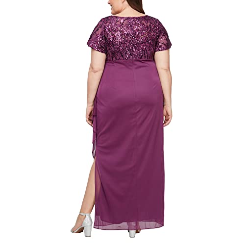 Image of Alex Evenings Women's Long Stretch Sequin Bodice Mother of The Bride Dress with Empire Waist (Petite and Regular Sizes)