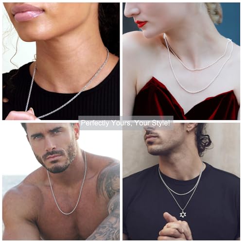 925 Sterling Silver Clasp Rope Chain 2/2.5/3/4/5mm Necklace for Men Silver Link Chain for Women 16-30 Inches4