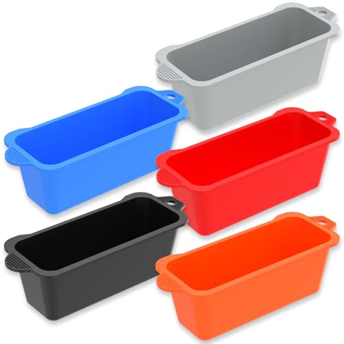 kjcbkcb 5Pcs Silicone Grease Cup Liners, Grill Grease Tray, Mult-Color Grease Catcher Cup, Reusable Grease Catcher Liners, Heat Resistant Drip Pan Liner, Black.stone Griddle Accessories for Barbecue