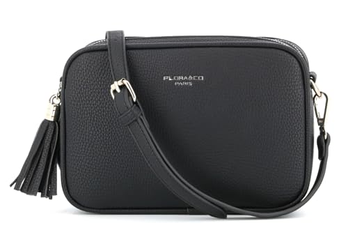 flora & co - Sac Caméra Bandoulière Femme Double Zip Frange - Sacoche Porté Epaule Croisé Forme Rectangle - Besace Ville Fourre-Tout Similicuir Grainé - Tendance...