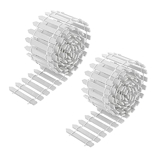 Tiardey - 2 Piezas de Valla de jardín en Miniatura, Mini Valla de Madera, Valla de piquete, Borde, bonsái, Peque?a Valla, jardín, decoración del hogar,Adorno (Blanco)