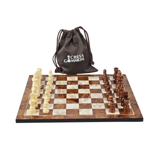 Jeu d'échecs Moka Design plateau bois 35,6 cm échiquier de table et pièces Staunton