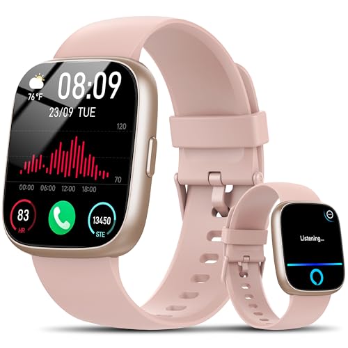 Reloj Inteligente Mujer Hombre con Alexa, 1,83' Smartwatch con Llamadas Bluetooth,120+ Deportivos Smart Watch con Pulsómetro/Podómetro/Monitor de Sueño, IP68 Pulsera Actividad para Android iOS, Rosa