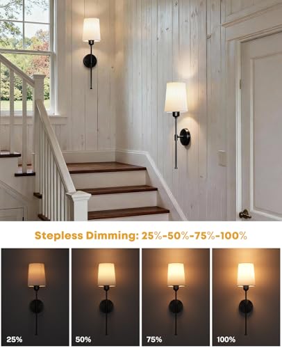 Image of Battery Operated Wall Sconces Set of 2, Rechargeable Wall Sconce 13000mAh Gold Wireless Wall Sconces with Remote Battery Powered Sconces Decor Set of 2 Wall Lights for Living Room Bedroom