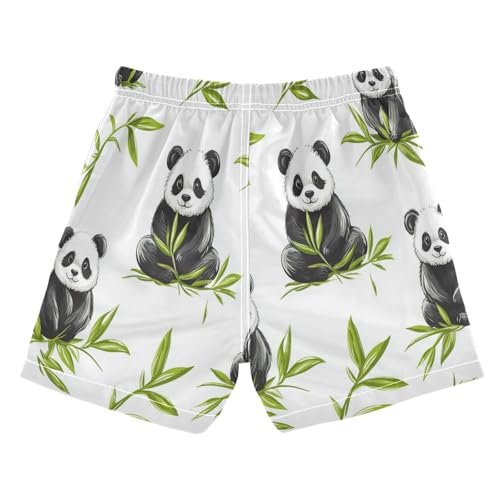 Boccsty Green Leaves Pandas Boys Swim Trunks Baby Kids Swimwear Summer Toddler Beach Board Shorts 2T2