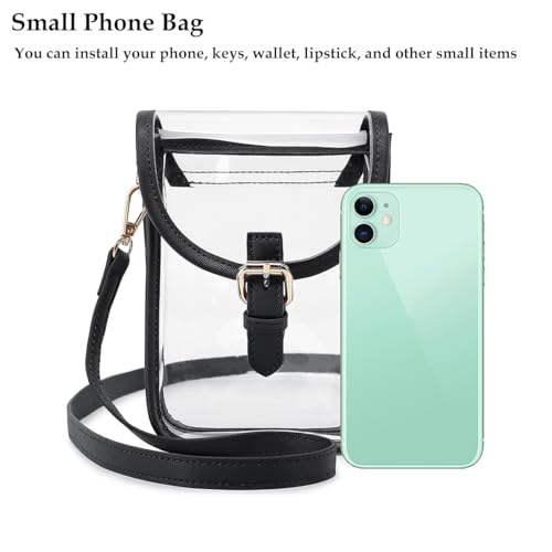 Image of FAIME Small Clear Bag Stadium Approved, Clear Crossbody Cell Phone Purses Bag with Adjustable Strap for Concerts