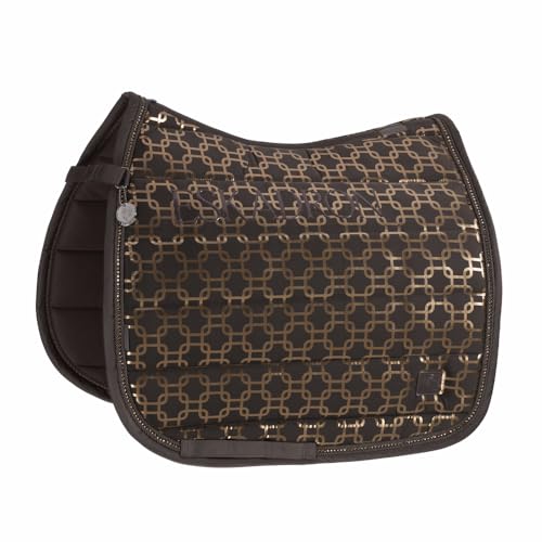 Tapis de selle Eskadron Glossy Chain Crystal Platinum : l'élégance Teak Brown pour cheval