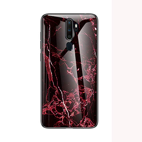 Jiajihua Cover Compatible with Oppo A9 (2020) / A5 2020 / A11x / A11 【PC Panel+Tempering Glass+TPU Silicone】 3 in 1 Shockproof Phone Case Red