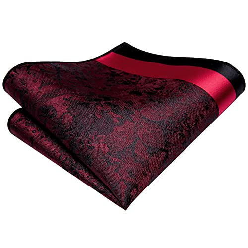 Image of Hi-Tie Paisley Floral Ties Set for Men Silk Mens Stripes Necktie Pocket Square Cufflinks Set Formal Business
