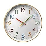 Orologio da parete per bambini, 30 cm, orologio da parete per bambini, moderno, al quarzo, silenzioso, colorato, per ragazzi, ragazze, camera da letto, scuola