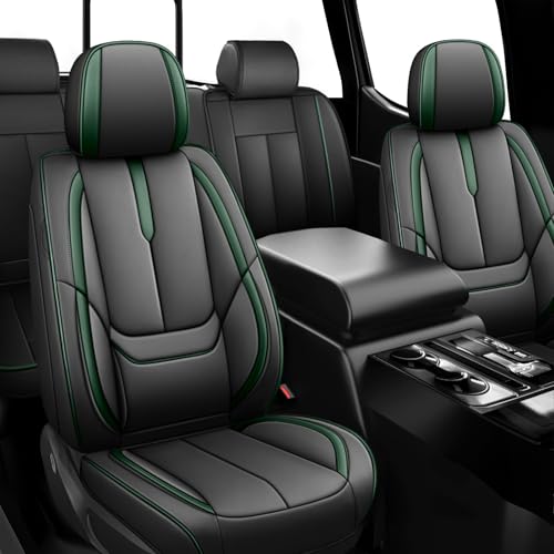 Image of ILMO Seat Covers for Chevy Silverado 1500 2007-2026 (Black&Green,Full Set)