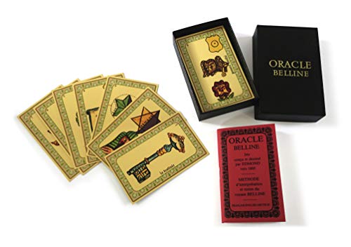 41lZUs8CkuL Grimaud - Oracle de Belline - Coffret classique - Jeu divinatoire de 53 cartes richement illustrées - Cartomancie - Fabriqué en France, Noir,or,or.