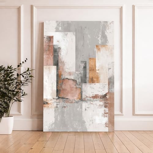 Image of Modern Abstract Stretched Canvas Painting For Living Room | Multicolor Abstract Stretched Canvas Wall Art For Livingroom Home Decor, Bedroom, Hallway's, Office, Hotel - 56x86 cm