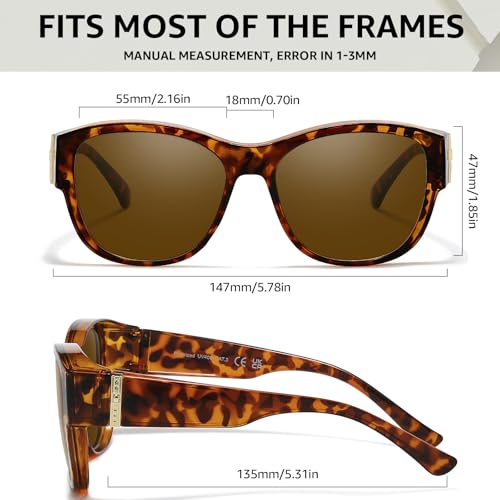 TJUTR Polarized Fit Over Glasses Sunglasses for Women UV Protection, Trendy Oversized Shades Wear Over Eyeglasses3