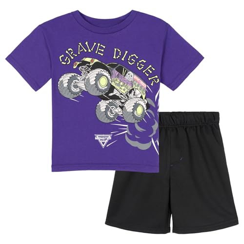 Image of Monster Jam Boys' Athletic 2-Piece T-Shirt and Shorts Set Toddler to Big Kid