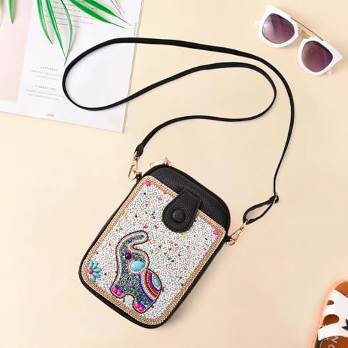 Image of Women's Small Crossbody Cell Phone Bag, Boho Colorful Beaded Purse Wallet with Handmade Cute Patterns