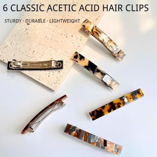 KEYRI Pack of 6 Hair Clips 7.5 cm French Hair Clips Automatic French Hair Clip Volume Clip French Barrette Clip Colourful Hair Clips Hair Clip for Girls and Women (Six Colours)