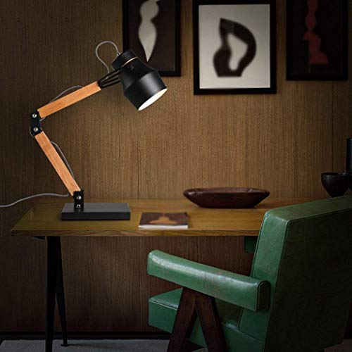 Lampe de bureau ajustable luminaire intérieur bois massif E27