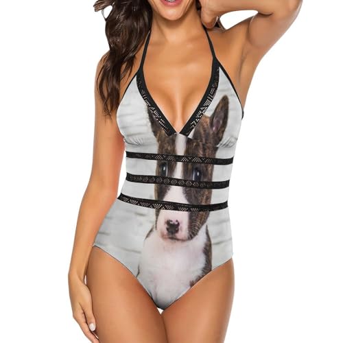 Bikini set une pièce monokini femme natation imprimé chiot mignon