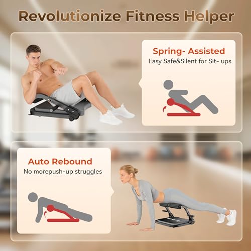 Image of Ab Machine,Sit Up Exercise Equipment& Core Machine,Adjustable Ab Trainer with 3 Resistance Levels and Removable Auxiliary Handle,perfect for home workouts and those looking to lose weight