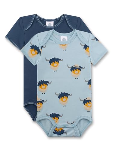 Sanetta Baby-Body (Doppelpack) kurzarm blau Büffel |...