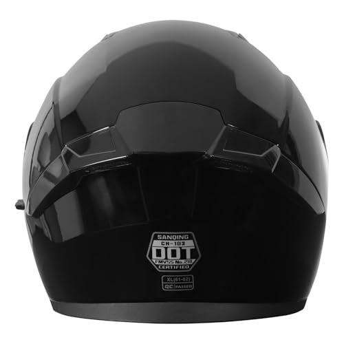 SPARK DOT Approved Modular Flip-Up Dual Visor Motorcycle Full Face Helmet for Adults Men & Women (Bright Black, Large) - Thumbnail 6